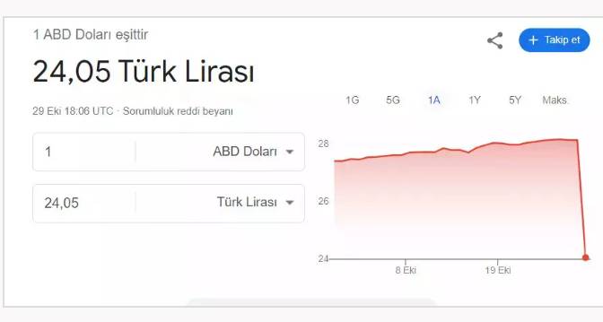 Google arama motoru doları 4 TL birden düşerek 24 TL olarak göstermişti! Gerçek ortaya çıktı 2